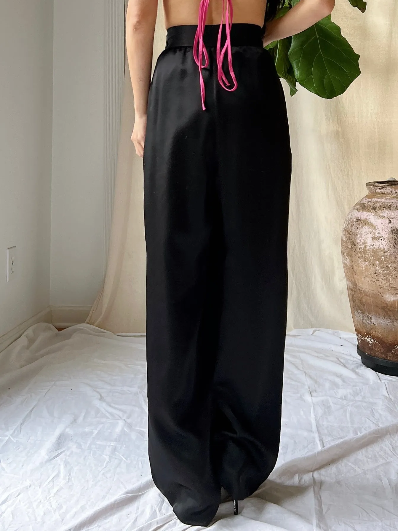 Vintage Satin High-Waisted Trousers - S/4/6