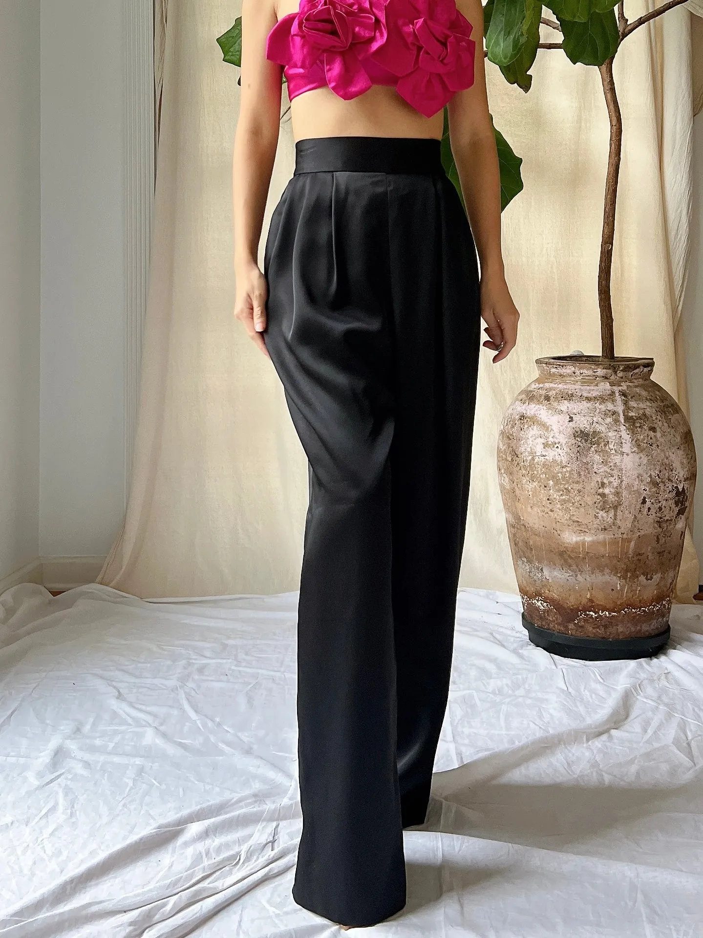 Vintage Satin High-Waisted Trousers - S/4/6
