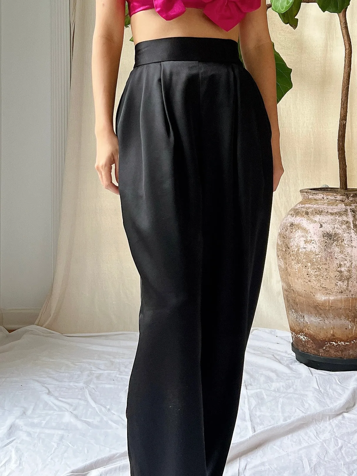 Vintage Satin High-Waisted Trousers - S/4/6