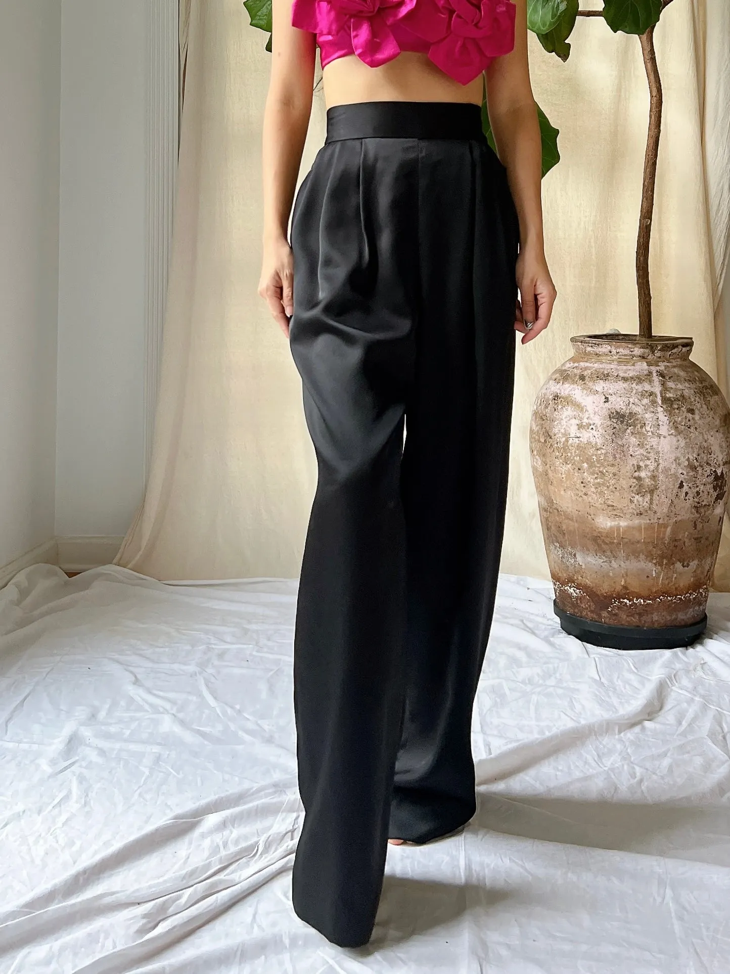 Vintage Satin High-Waisted Trousers - S/4/6