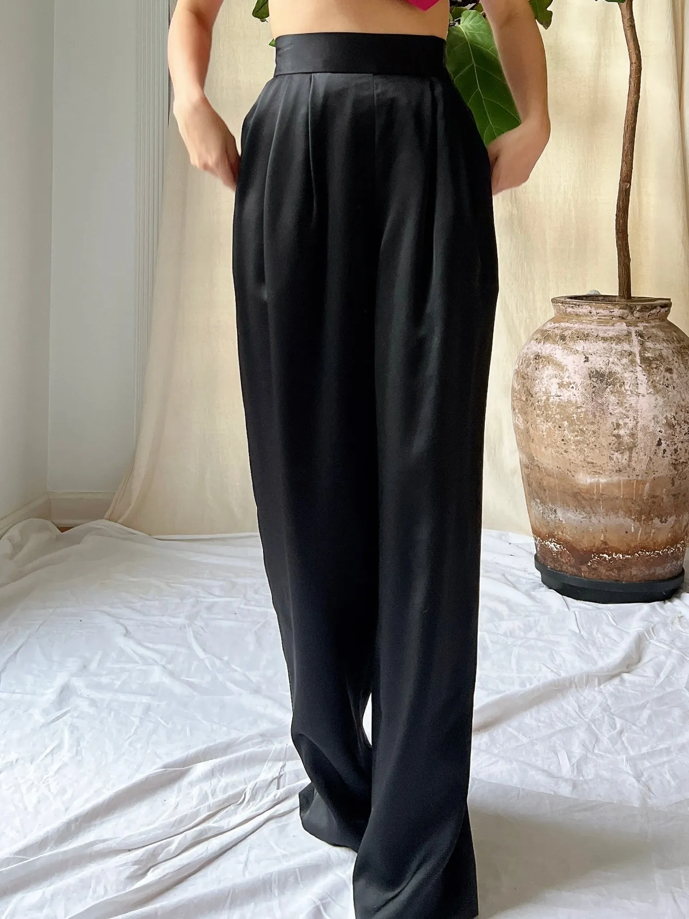 Vintage Satin High-Waisted Trousers - S/4/6