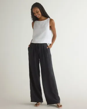 Wide Leg Pleated Pant - Vintage Black