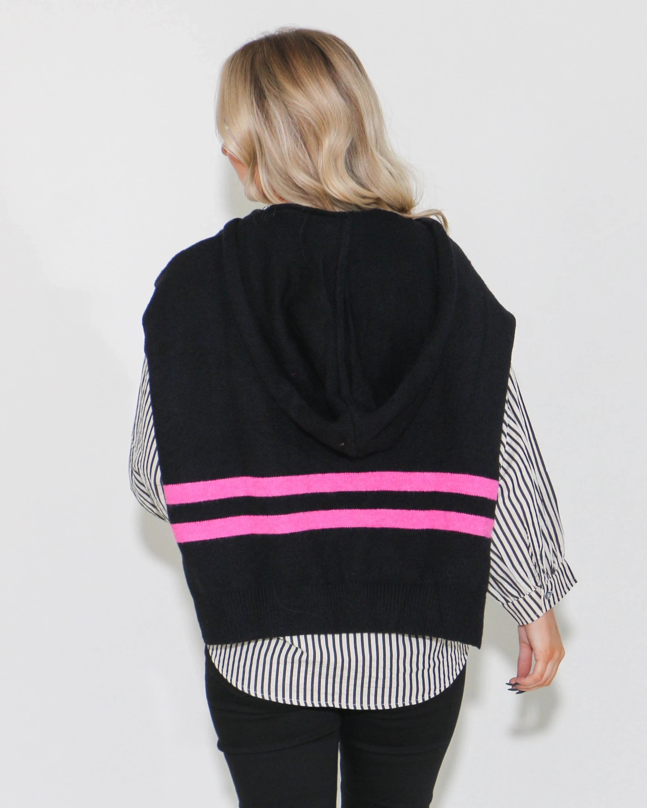 Woven Cape Style Sweater Top in Black