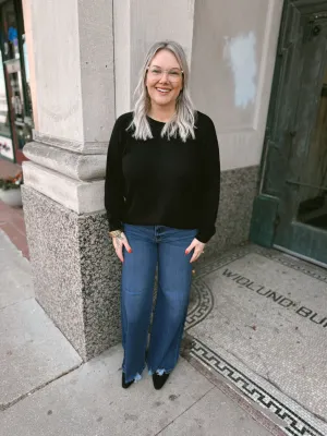 Zen Long Sleeve Raglan Top-Black