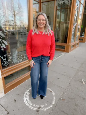 Zen Long Sleeve Raglan Top-Tomato