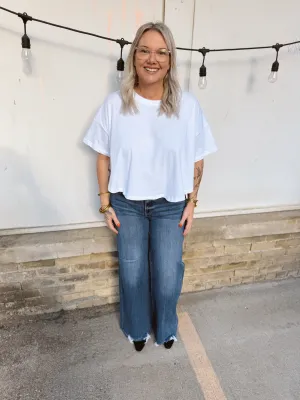 Zen Short Sleeve Crop Top-White