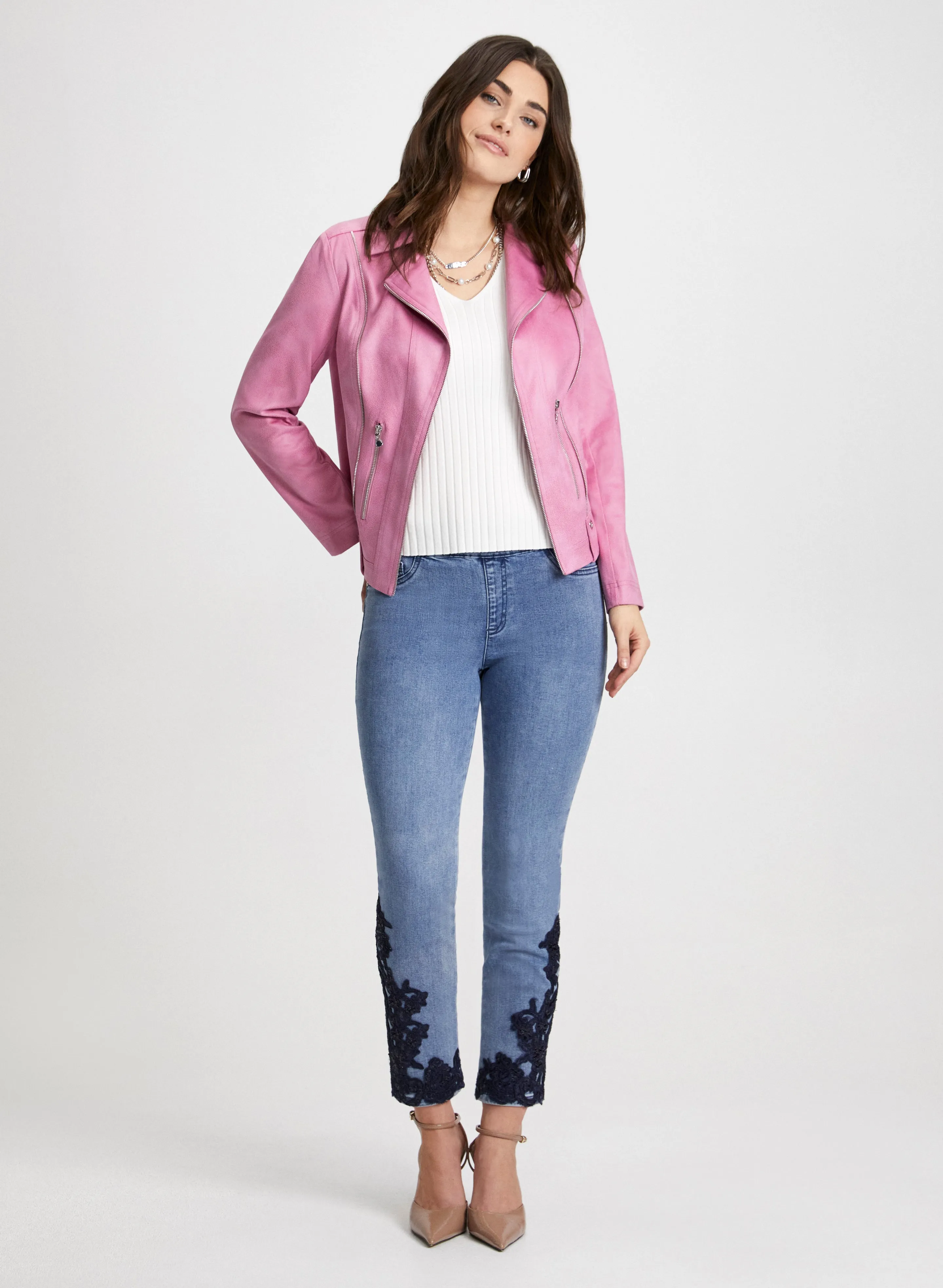 Zip Detail Jacket & Embroidered Jeans